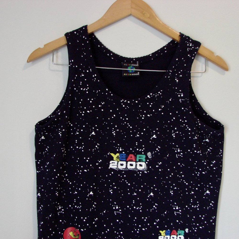Y2K Mini Dress Year 2000 Tank Sleeveless Navy Blue Stretch Bodycon Dress Medium